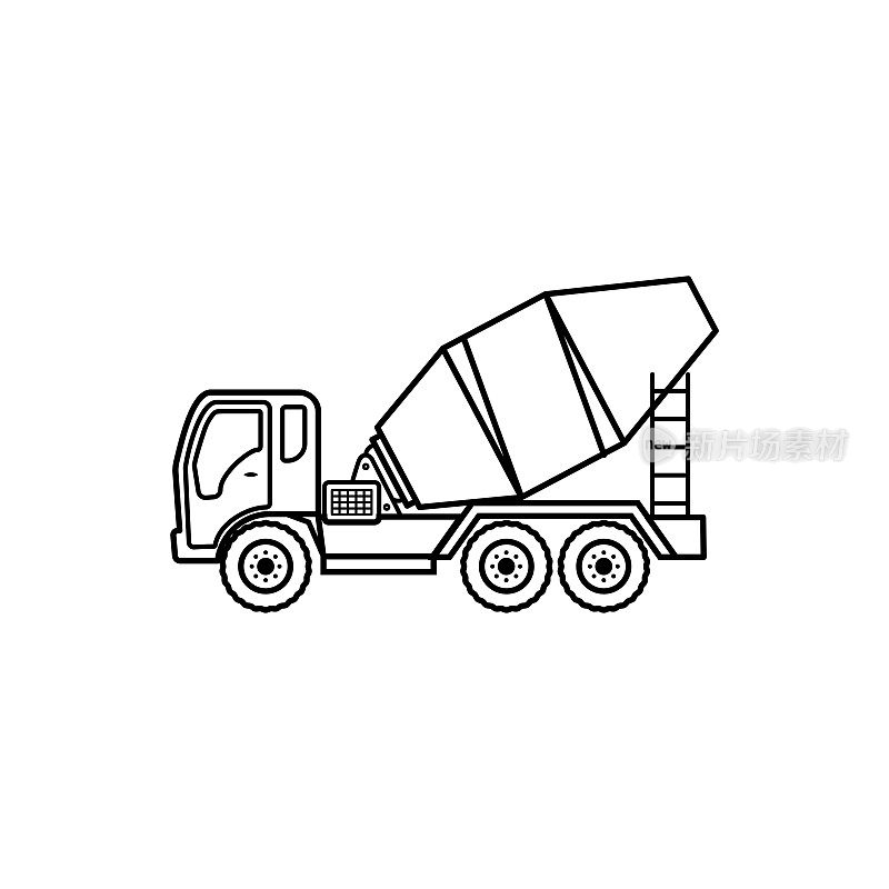 Concrete mixer truck icon vector